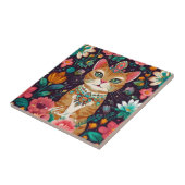 gekroonde met juwelen versierde kat tegeltje (Zijkant)