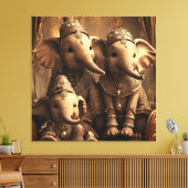 gekroonde olifant familie op canvas (Insitu (Woonkamer))