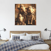 gekroonde olifant familie op canvas (Insitu (Slaapkamer))