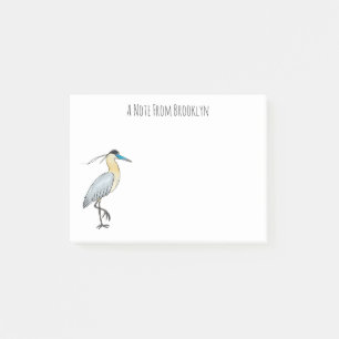 Gekroonde reiger vogel cartoonillustratie  post-it® notes