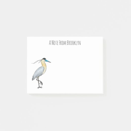 Gekroonde reiger vogel cartoonillustratie  post-it® notes (Voorkant)