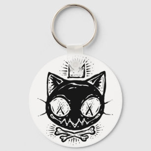 Gekroonde Schedel Kat Sleutelhanger