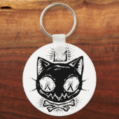 Gekroonde Schedel Kat Sleutelhanger (Voorkant)