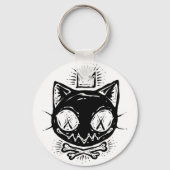 Gekroonde Schedel Kat Sleutelhanger (Achterkant)