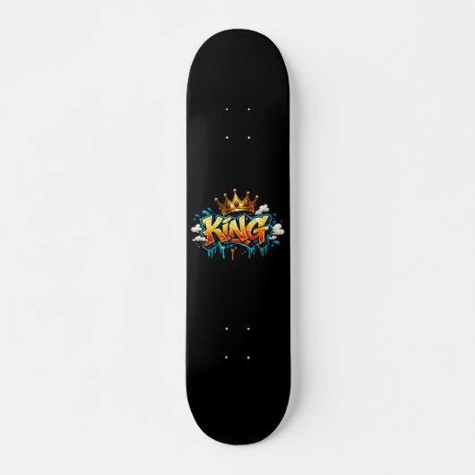 Gekroonde Straatkoning Graffiti Persoonlijk Skateboard (Voorkant)