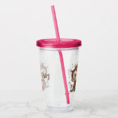 Gekroonde Uil met Bloemaccenten Acryl Drinkbeker (Links)