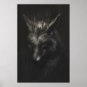 Gekroonde Zilvervos Kunst Print, Wilde Dieren Muur Poster