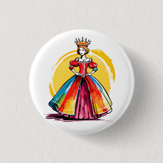 Gekroonde Zonnekoningin Ronde Button 3,2 Cm