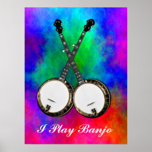 GEKROSEERDE BANJOS-POSTER POSTER