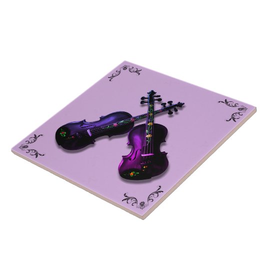 GEKROSEERDE PAARSE VIOLINS TEGELTJE (Zijkant)