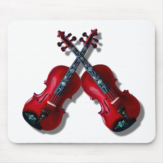 GEKROSEERDE RED VIOLINS - MOUSEPAD MUISMAT (Voorkant)