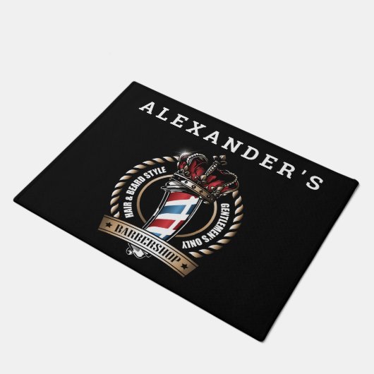 Gekruid Barber Pole Logo personaliseren Deurmat (Schuin)