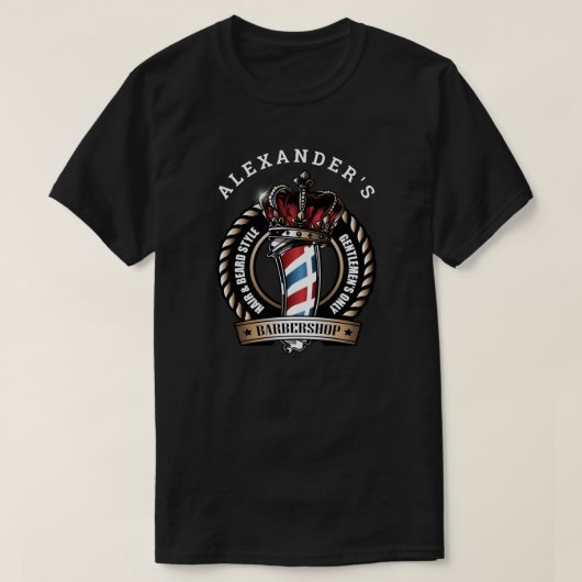 Gekruid Barber Pole Logo personaliseren T-shirt (Design voorkant)