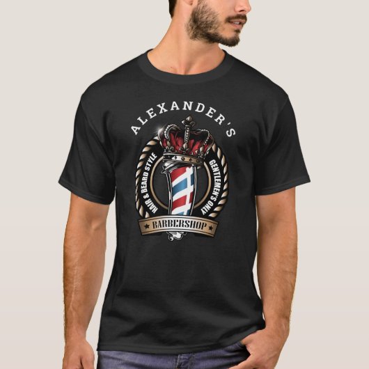 Gekruid Barber Pole Logo personaliseren T-shirt (Voorkant)