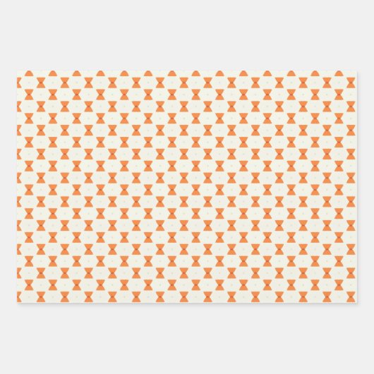 Gekruid Mozaïek Sinaasappel Rood en Cream Inpakpapier Vel (Voorkant 3)