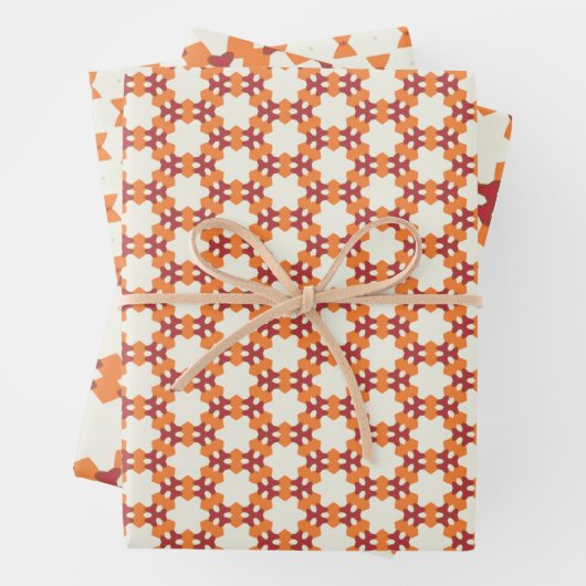Gekruid Mozaïek Sinaasappel Rood en Cream Inpakpapier Vel (In situ)