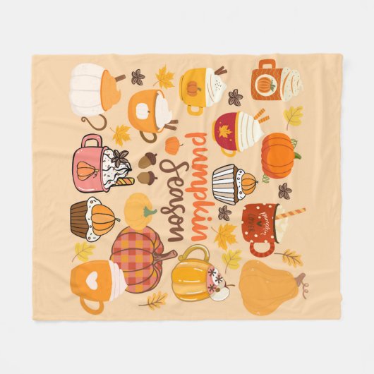 gekruid pompoenseizoen fleece deken (Voorkant (Horizontaal))