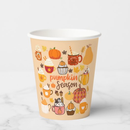 gekruid pompoenseizoen papieren bekers (Voorkant)