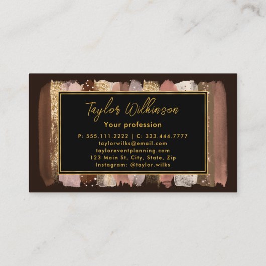 Gekruide latte penseelstreken visitekaartje (Achterkant)