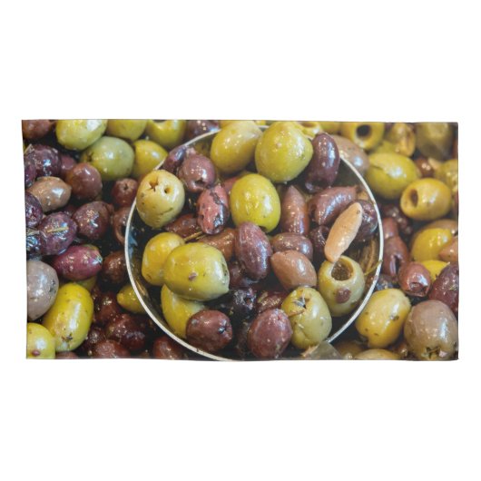 Gekruide zwarte en groene olijven kussensloop (Achterkant-Rechts)