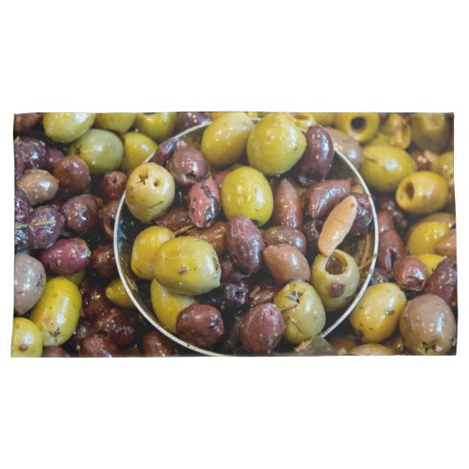 Gekruide zwarte en groene olijven kussensloop (Voorkant-Rechts)