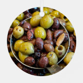 Gekruide zwarte en groene olijven metalen ornament (Achterkant)