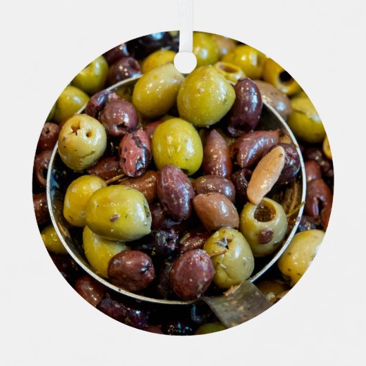 Gekruide zwarte en groene olijven metalen ornament (Voorkant)