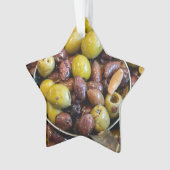 Gekruide zwarte en groene olijven ornament (voorkant)