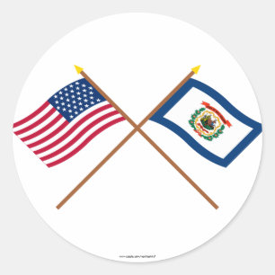 Gekruist Amerikaanse 35-sterren en West Virginia S Ronde Sticker