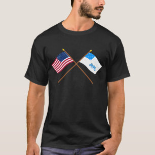 Gekruiste Amerikaanse en Rhode Island 1ste Regimen T-shirt