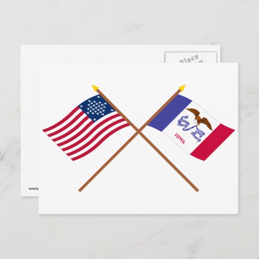 Gekruiste Amerikaanse vlaggen van 29 sterren en Io Briefkaart (Voorkant / Achterkant)