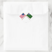 gekruiste Betsy Ross en Green Mountain Boys vlagge Ronde Sticker (Tas)