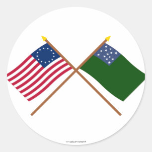 gekruiste Betsy Ross en Green Mountain Boys vlagge Ronde Sticker