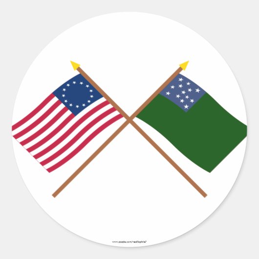 gekruiste Betsy Ross en Green Mountain Boys vlagge Ronde Sticker (Voorkant)