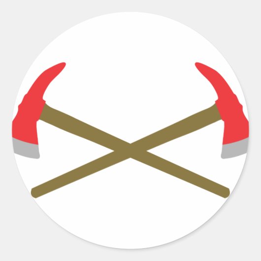 gekruiste brandweerbijl ronde sticker (Voorkant)