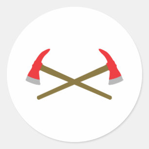 gekruiste brandweerbijl ronde sticker