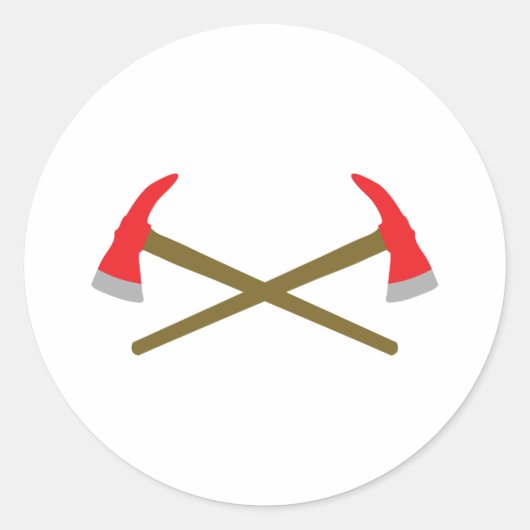 gekruiste brandweerbijl ronde sticker (Voorkant)