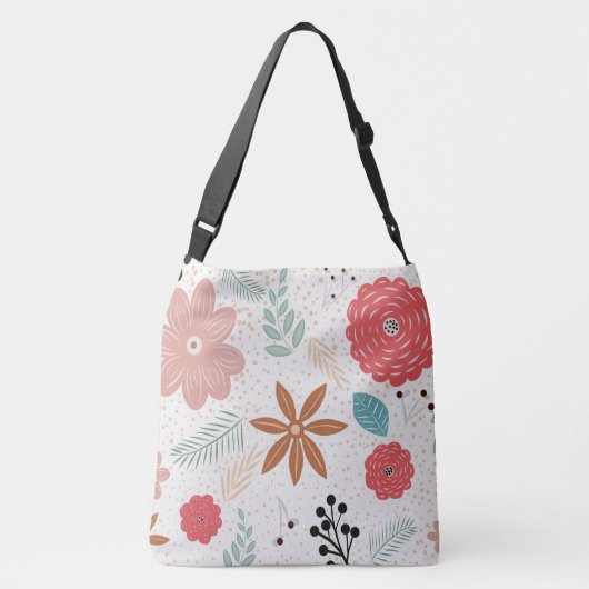 gekruiste Canvas tas met bloemmotief (Achterkant)