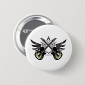 Gekruiste gitaren en schedels ronde button 5,7 cm (Voorkant /achterkant)