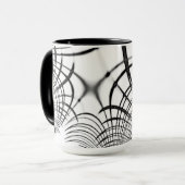 Gekruiste grijze lijnen doen ons denken aan tekeni mok (Voorkant links)