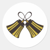 gekruiste handbellen ronde sticker (Voorkant)