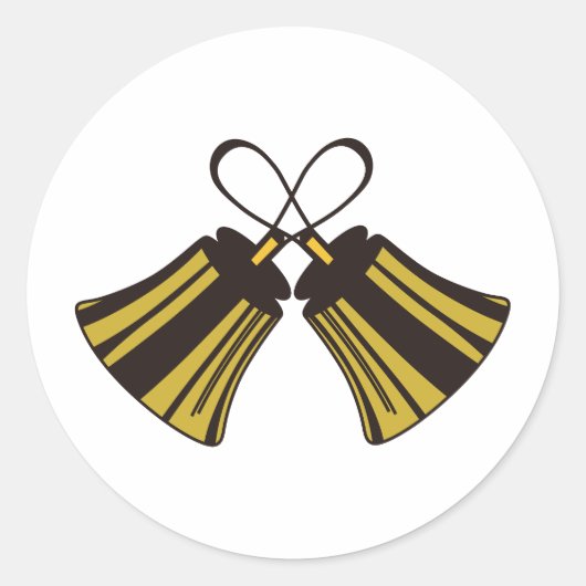 gekruiste handbellen ronde sticker (Voorkant)