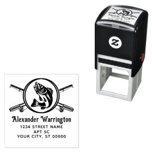 Gekruiste hengels en rollen, Vis Naam Retouradres Zelfinktende Stempel