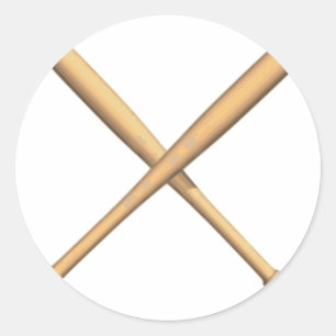 gekruiste honkbalknuppels ronde sticker