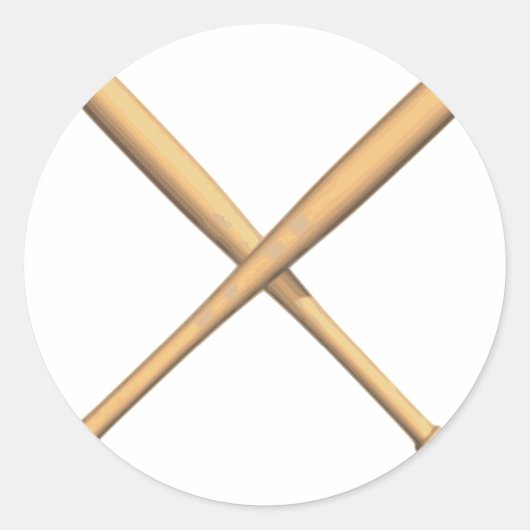 gekruiste honkbalknuppels ronde sticker (Voorkant)