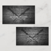 gekruiste messen | gekrast metaal visitekaartje (Voorkant / Achterkant)