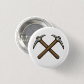 gekruiste mijnbouwpikhouwelen ronde button 3,2 cm (Voorkant /achterkant)