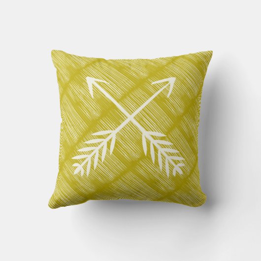 Gekruiste pijlen Chartreuse en Ivory Design Pillow Kussen (Achterkant)