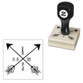 Gekruiste Pijlen Monogram Bruiloft Houten Kunst Rubberstempel (Gestempeld)