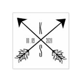 Gekruiste Pijlen Monogram Huwelijk Houten Kunst Rubberstempel (Afrduk)